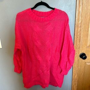 Aerie Happy Place bright pink sweater small